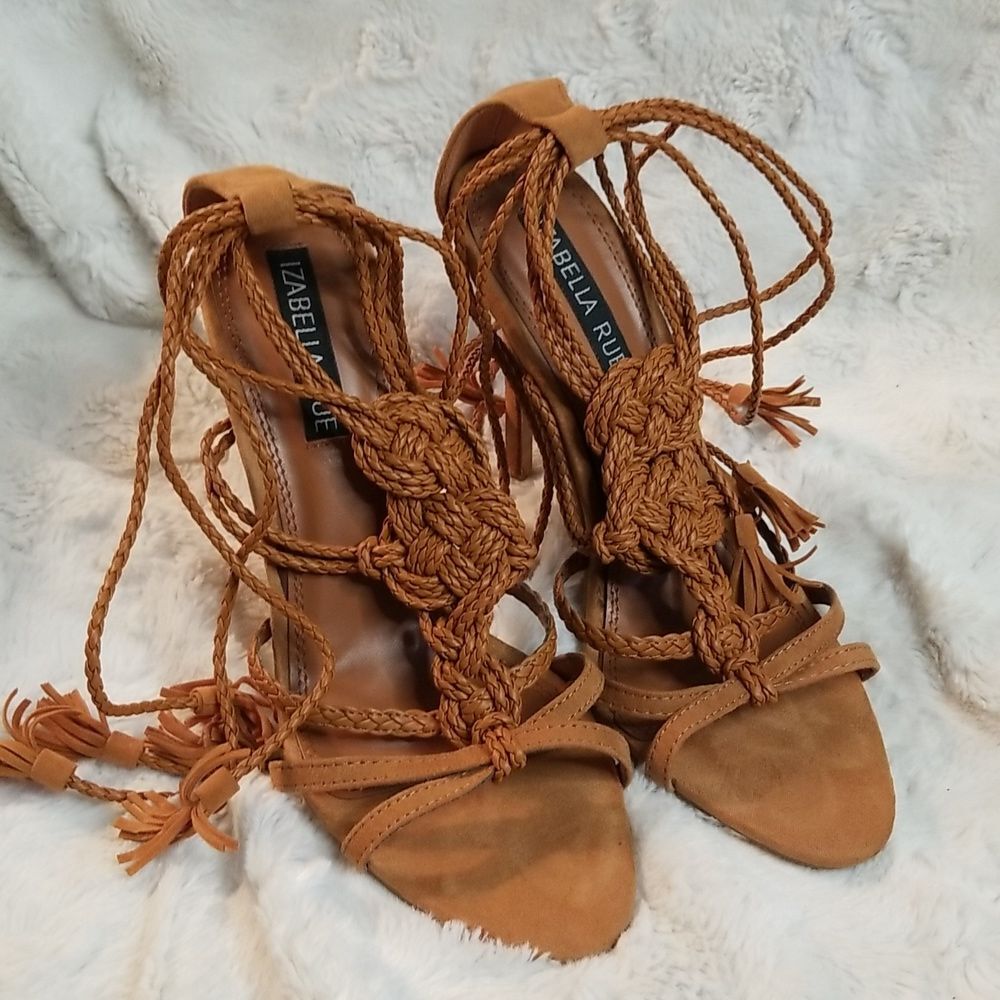 Izabella Rue Sandals Women's 6.5 Brown Strappy Sandals Heels Summer